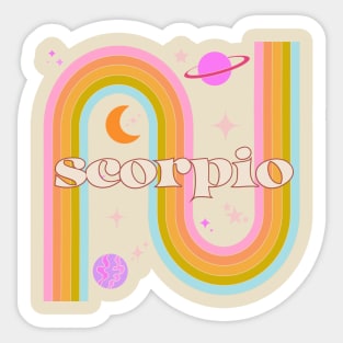 scorpio 70s Rainbow with Flowers Sticker